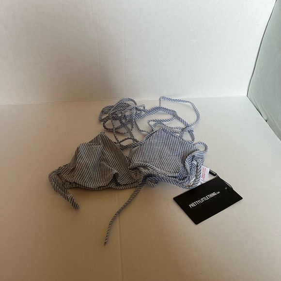 PrettyLittleThing - NWT - Zia Blue Stripe Bralet - Size 6 - Picture 3 of 3